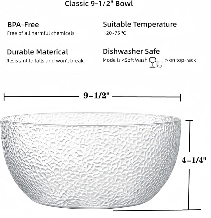 130 oz Acrylic Salad Bowls, 9.5" Serving Bowls - Image 6