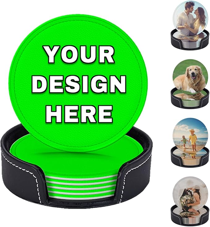 Custom Coasters Set of 6 Leather Coaster by YHPHRTA