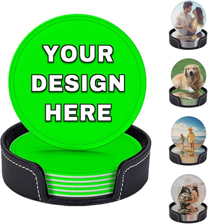 Custom Coasters Set of 6 Leather Coaster by YHPHRTA