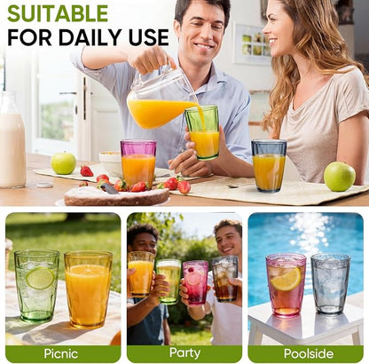 KISEER 8 Pack 16oz Plastic Colors Reusable Drinking Glasses Tumblers - Image 7