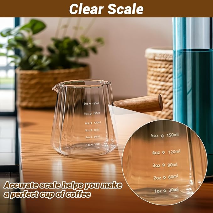 2 PCS Espresso Measuring Cup 6 Oz, Espresso Glass Cups - Image 4