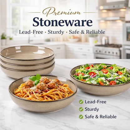 GBhome 8.75'' Large Ceramic Pasta Bowls, 38oz Stoneware Pasta Serving Bowls Set - Image 5