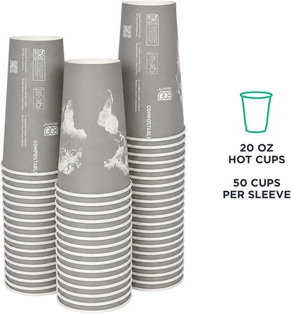 ECO PRODUCTS Compostable Disposable World Art 20oz Large Coffee Cups, Renewable - Image 2