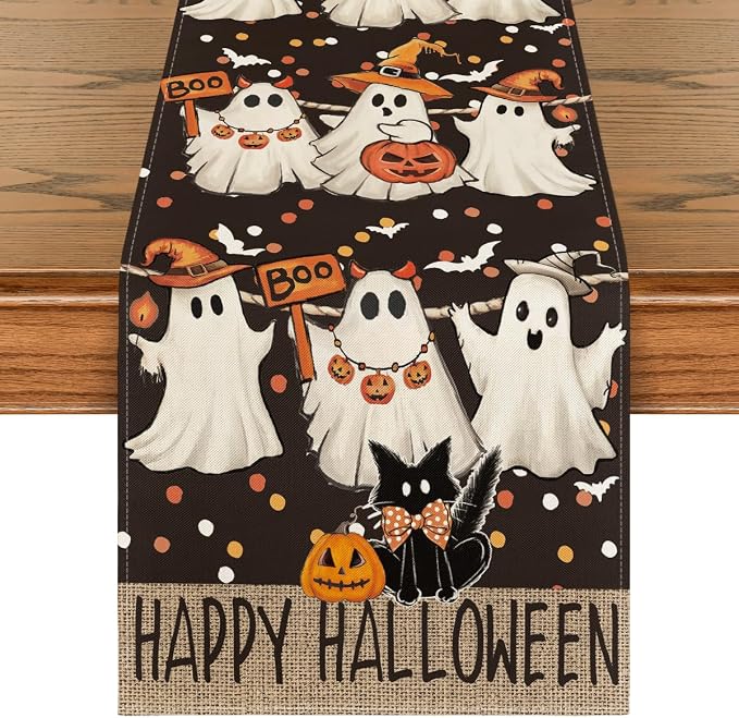 Artoid Mode 210 GSM Halloween Table Runner 13x108 Inch Home Party Decor | Ghost by ArtoidMode