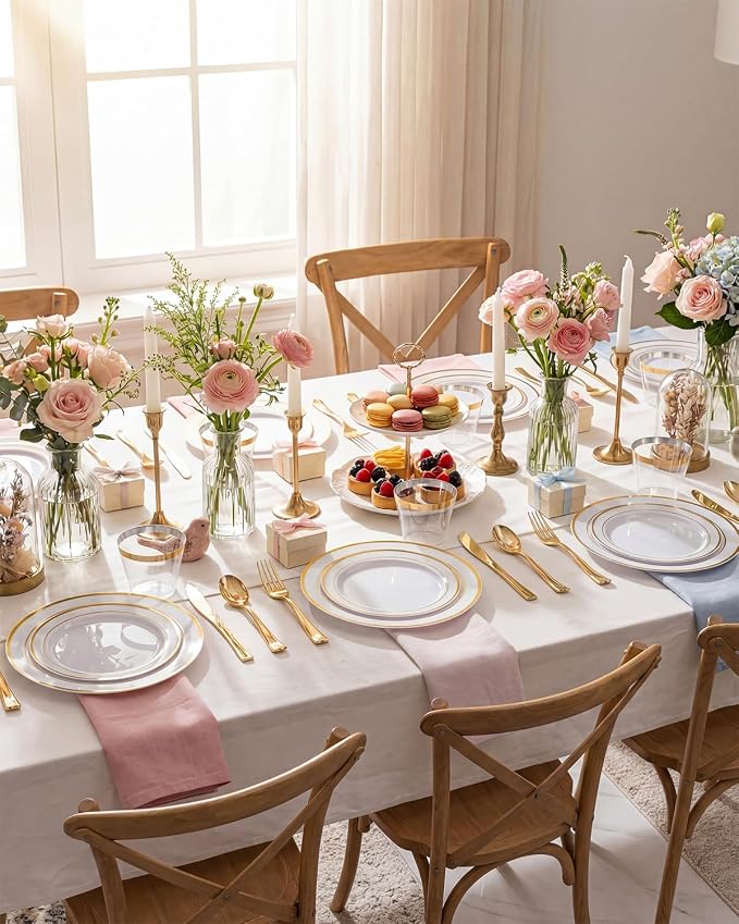 bUCLA 300PCS Gold Disposable Dinnerware Set - Image 7