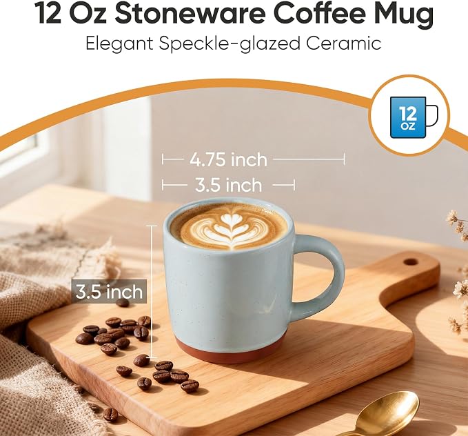 E-far Ceramic Coffee Mug Set of 4, 12oz Stoneware Coffee Cup - Image 2