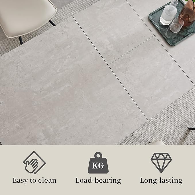 ZckyCine Modern Wooden Dining Table Set 6-Person Extendable 63"-79" Kitchen Table Set with 6 PU Leather Chairs | Space-Saving Expandable Design & Easy Assembly | Dining Room Furniture for Modern Homes