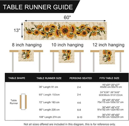 Seliem Fall Sunflowers Table Runner, Vintage Spring Summer Flower Home | - Image 2