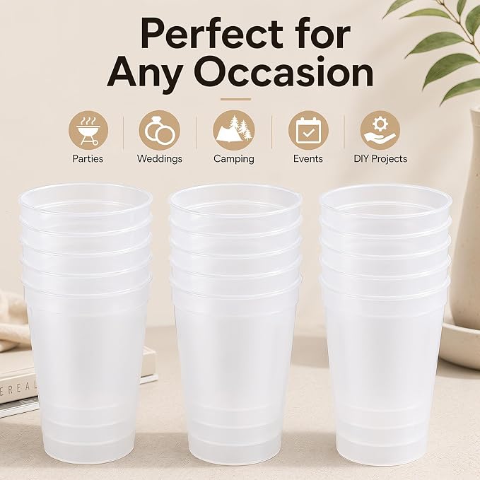 Yungyan 24 Pack 12 oz Stadium Cups Reusable Plastic Cups Blank Drink Stadium - Image 4