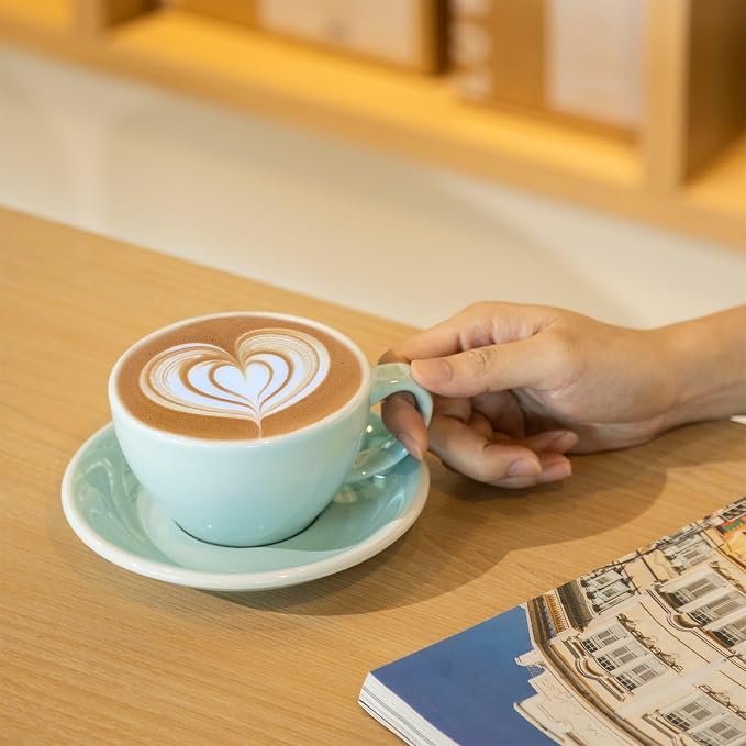 Loveramics Latte Art Mug with Saucer, 10 oz Ceramic Coffee cups with Round - Image 7