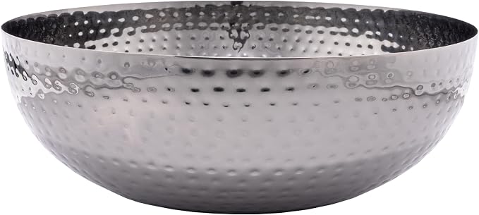 Round Hammered Metal Bowl, Oxidized Silver - Image 3