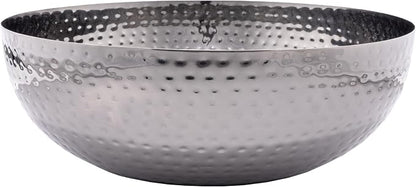 Round Hammered Metal Bowl, Oxidized Silver - Image 3