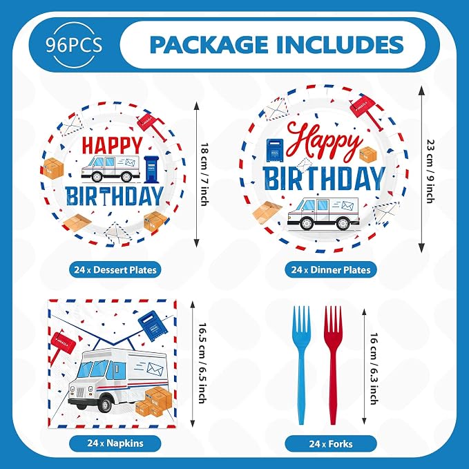 96Pcs Mailman Birthday Party Decorations - Image 2