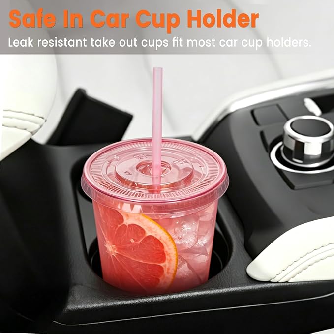 100 Sets - 12oz Pink Plastic Cups - Image 8