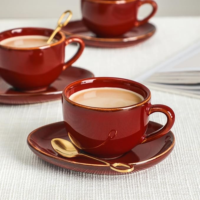 vicrays Ceramic Espresso Coffee Cups Set 4 oz Porcelain Espresso Cups - Image 2
