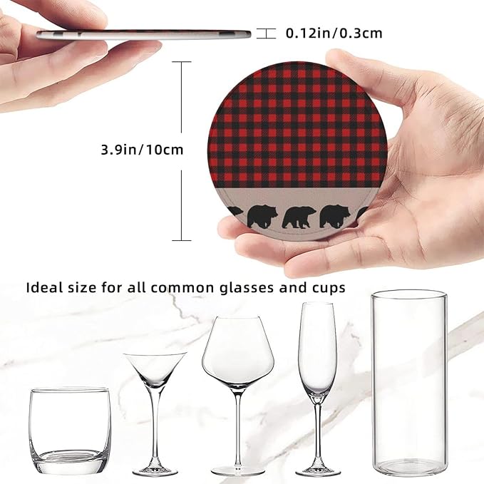 6 Pcs Bear Plaid Red Black Buffalo Deel Elk Moose Abstract Mountain Tree - Image 7