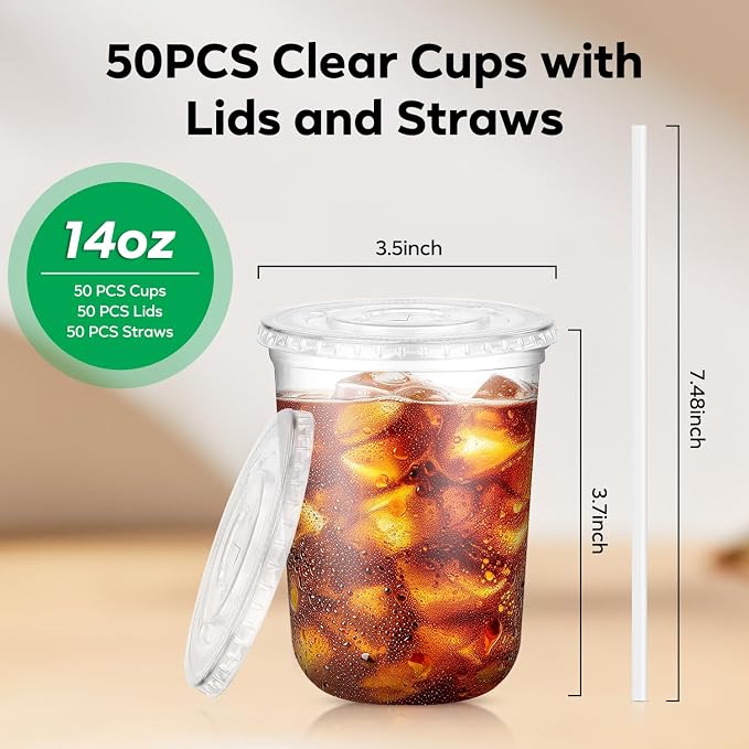 50 Pack 14 oz Iced Coffee Cups - Image 4