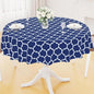 Smiry Round Plastic Table Cloth, Waterproof Vinyl Tablecloth with Flannel Backing for Round Tables, Wipeable Spillproof Tablecloths for Dining, Camping, Indoor and Outdoor (60" Round, Navy)