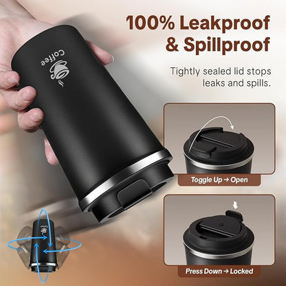 17oz Travel Coffee Mug, Leakproof Vacuum Coffee Cup Insulated Tumbler | 304 - Image 5