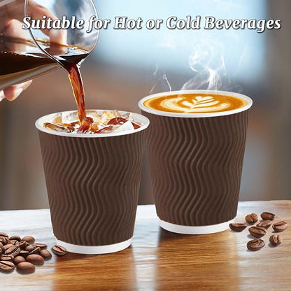 Clawsoff 150 Pack 8 oz Disposable Paper Coffee Cups Insulated Brown | - Image 5