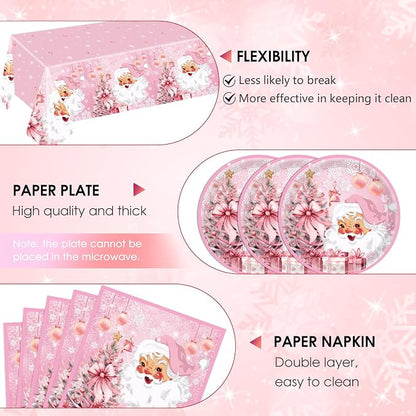 41Pcs Pink Christmas Party Decorations Christmas Tree Santa Claus Snowflake - Image 3