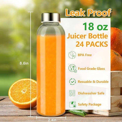 Zukro 18oz Glass Juice Bottles - Image 2