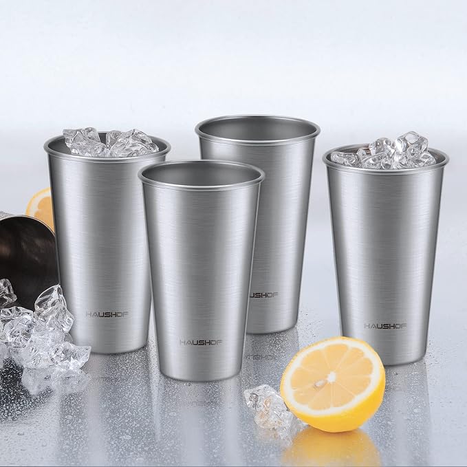 HAUSHOF Stainless Steel Cups, 20oz Stacking Cups, Unbreakable, 4 Pack | 18/8 - Image 3
