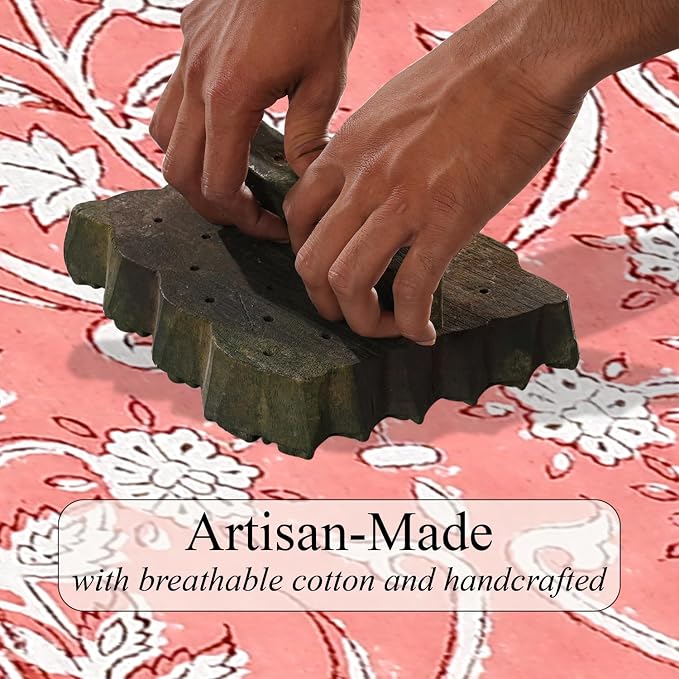 Sweet Pink Hand Block Print 100% Cotton Reusable Table Runner 16" X 90" Inches - Image 5