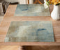 Gradient Placemat Set, Modern Minimal Fashion Abstract Beige Brown Blue Art Oil Painting Brush Strokes Patchwork Pattern Home Decor Linen Table Mats for Dining Room Kitchen Party (17x12in) x2P