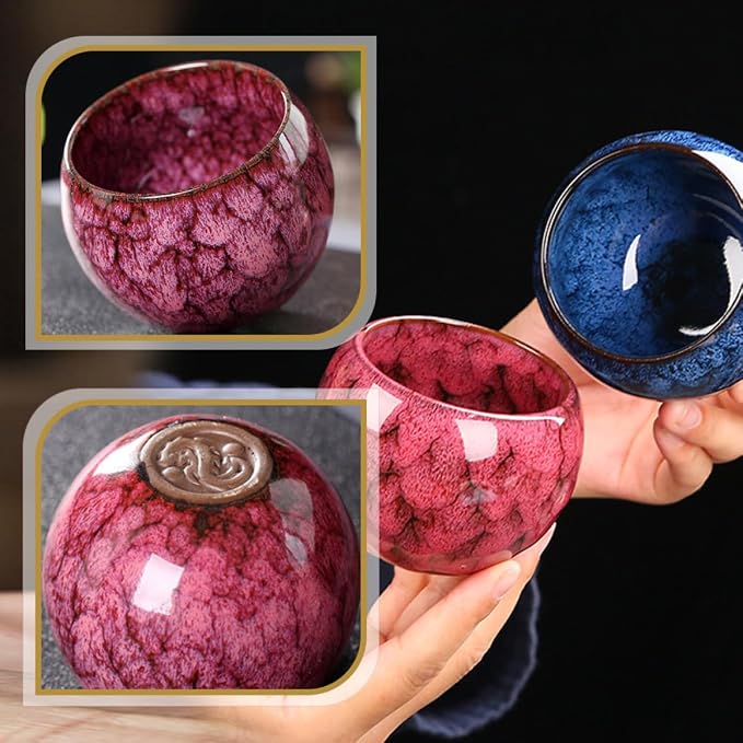 Ceramic Tea Cup Set Chinese Kung Fu Teacup Kiln-change Glaze Handleless - Image 9