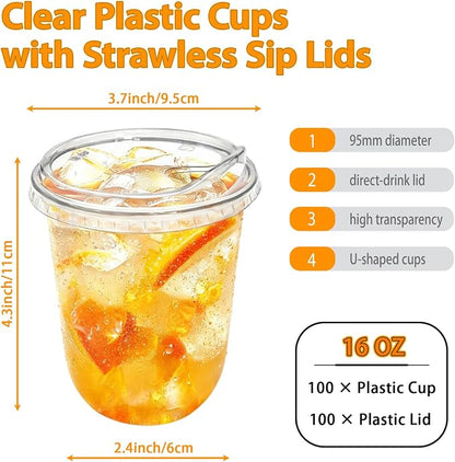 100 Sets 16 oz Clear Plastic Cups - Image 2