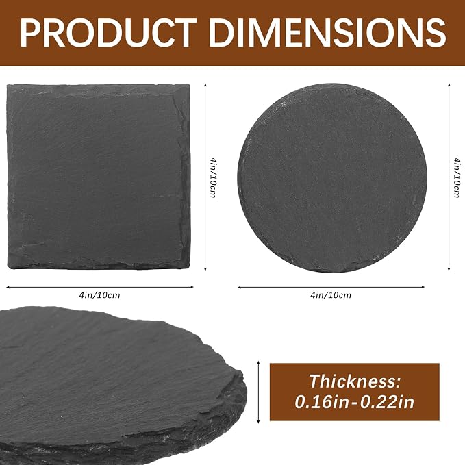 72pcs Slate Coasters Black 4 Inch Bulk Blank Rock Coasters Blank Laser Engraving - Image 2
