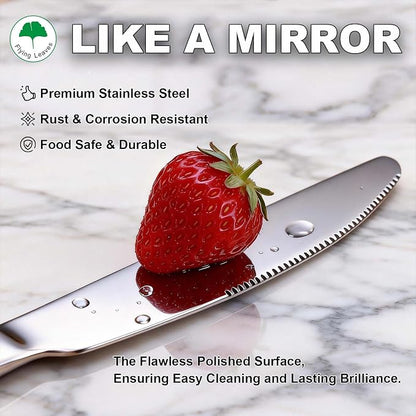 6 Piece Stainless Steel Dinner Knives Set, 9 Inch | Mirror Polished Blade - Image 4