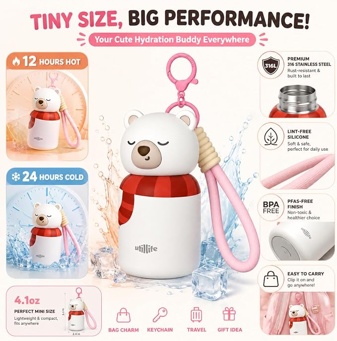 4.1oz Mini Insulated Water Bottle, Portable Coffee Cup, Small Travel Cup Vacuum - Image 4