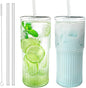 Luiaiog Glass Cups with Lids and Glass Straws, High Borosilicate 20OZ Tumblers by Luiaiog