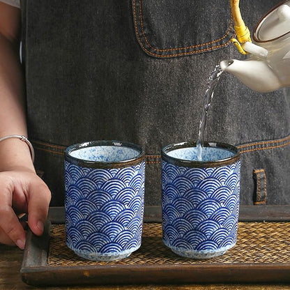 Japanese Tea Cups 10oz Ceramic Coffee Mug No Handle Set of 2 | Classic Oriental - Image 6