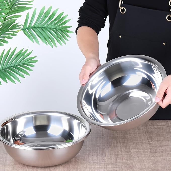 4 Pcs Stainless Steel Mixing Bowl Nesting Metal Prep Salad Bowl Extra Large - Image 3