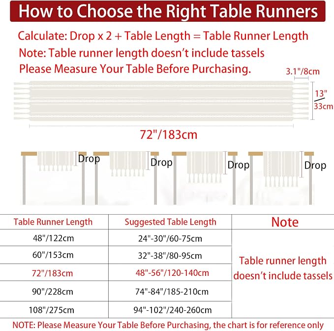 Rustic Boho Table Runner, Farmhouse Table Runners 72 Inches Long - Image 5