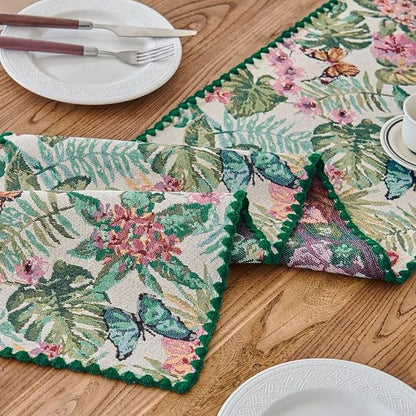 Monstera Botanical Floral Table Runner Green 12 x 71 Inch | Tropical Butterfly - Image 5
