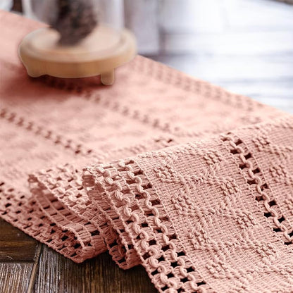 Macrame Table Runner Pure Pink Boho Table Runners - Image 5