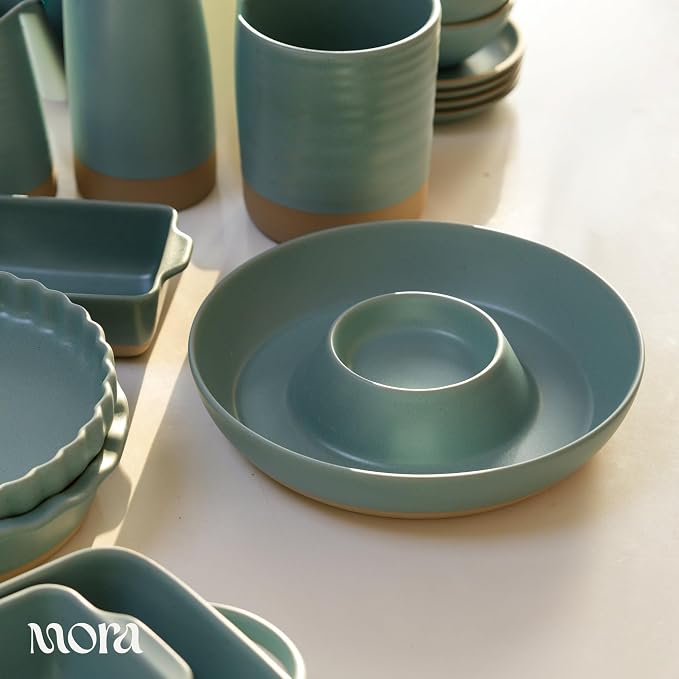 MORA Ceramic Chips and Dip Serving Tray: Large Divided Party Bowl Set - Image 7
