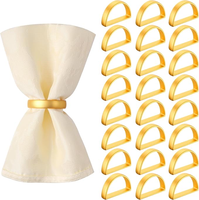 Suream Napkin Rings Set of 24, Stainless Steel Napkin Holder Buckles, by Suream