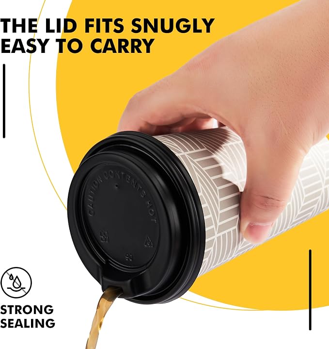 RACETOP Coffee Cups with Lids 16 oz, 100 Pack Disposable To Go Cups, To-go - Image 4