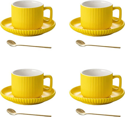 5 Ounce Espresso Cups Set of 4, Small Coffee Cups by AYUCIAPremiumCeramic