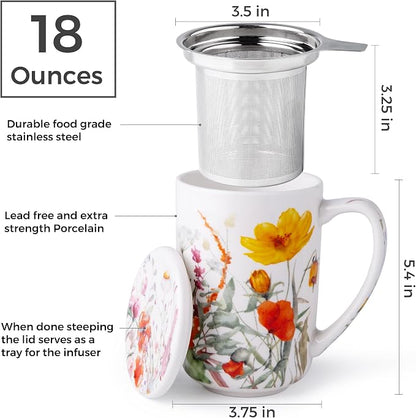 AmorArc Tea Cup With Infuser and Lid, 18oz Loose Leaf Tea Mug With Steeper | - Image 3