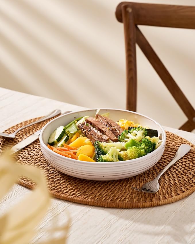 famiware Milkyway 33 oz Pasta Bowls Set of 4, Scratch-Resistant Stoneware Salad - Image 5