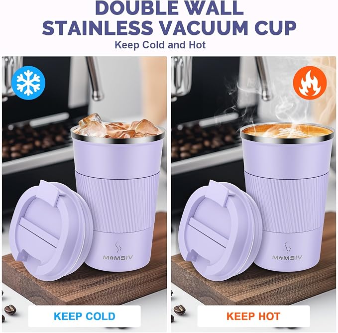 MOMSIV 12oz Travel Coffee Mug, Insulated Coffee Cup - Image 3