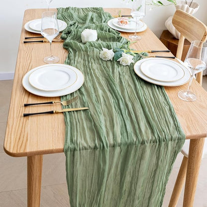 Cheesecloth Table Runner Sage Green 10FT Boho Gauze, 6 Pack | 120 Inch Cheese - Image 6