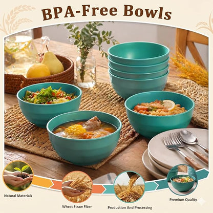 60oz Large Cereal Bowls Sets of 8, Unbreakable & Stackable Wheat Straw Bowls - Image 3