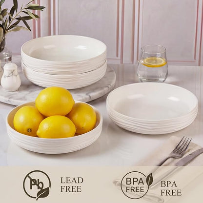 Pasta Bowls Set of 4, 33 OZ White Salad Bowls | 8 Inch Porcelain Wide and - Image 4